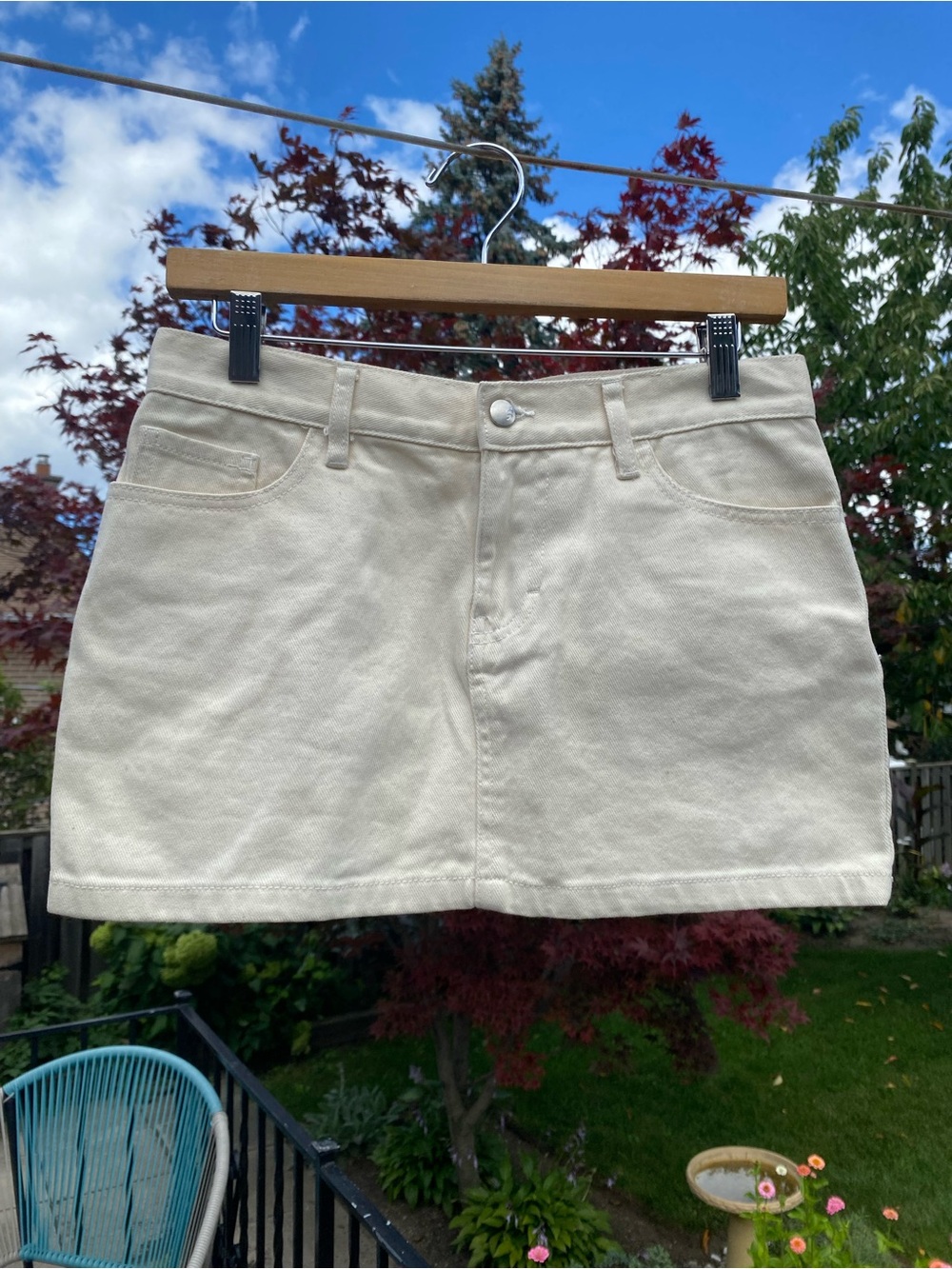 Harlow Cream Denim Mini Skirt